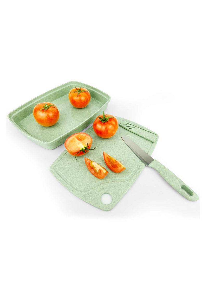 Camping Cutting Board ,5 In1 Kitchen Plastic Cutting Board Set with Bottle Opener, Peeler, Kitchen Knife, Serving Tray, Cutting Board, Dishwasher Safe