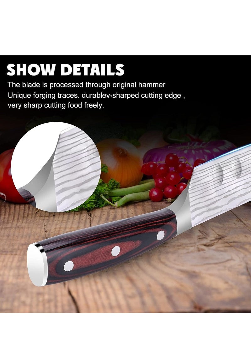 Chef Knife Starter 8 inch Super Sharp 7Cr17Mov Chef's Knife Home Cook Kitchen Knife  Premium Carbon Stainless Steel Universal knife with Ergonomic Wooden Handle & Kitchen Gadgets
