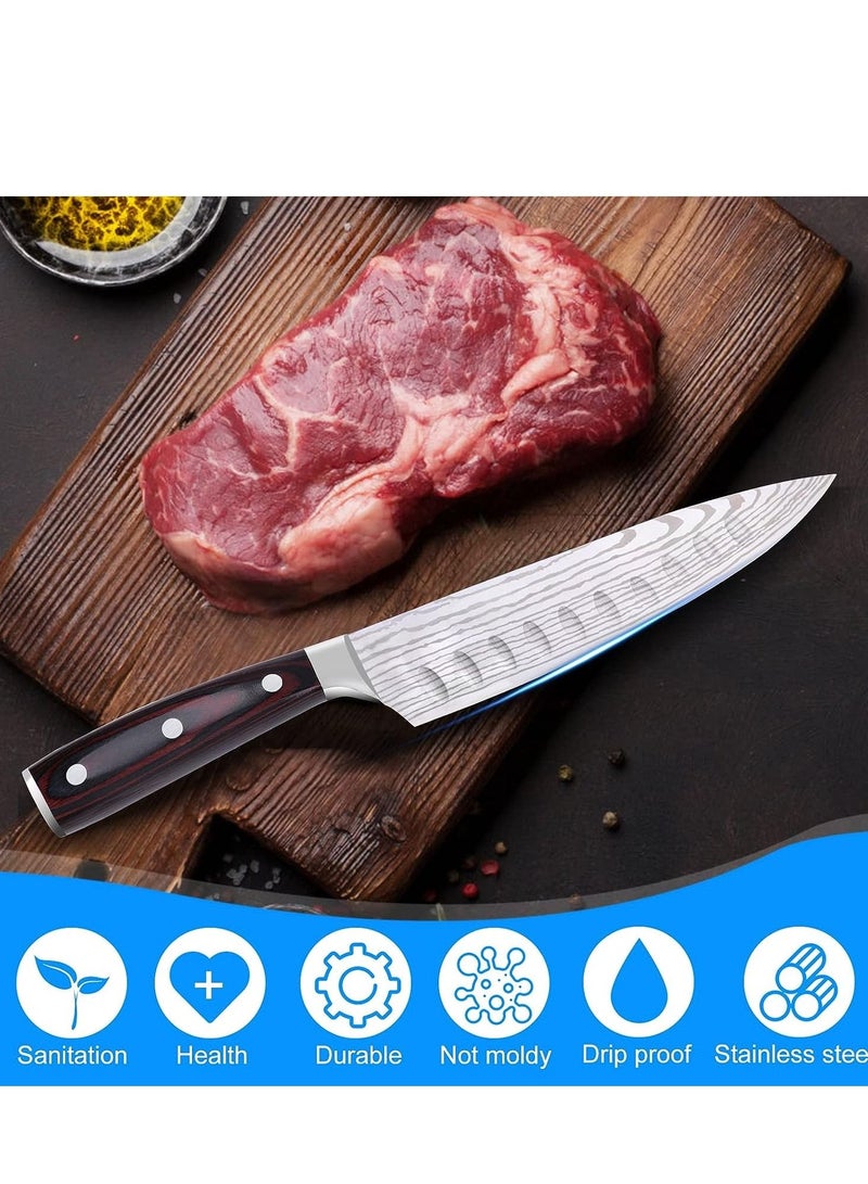 Chef Knife Starter 8 inch Super Sharp 7Cr17Mov Chef's Knife Home Cook Kitchen Knife  Premium Carbon Stainless Steel Universal knife with Ergonomic Wooden Handle & Kitchen Gadgets