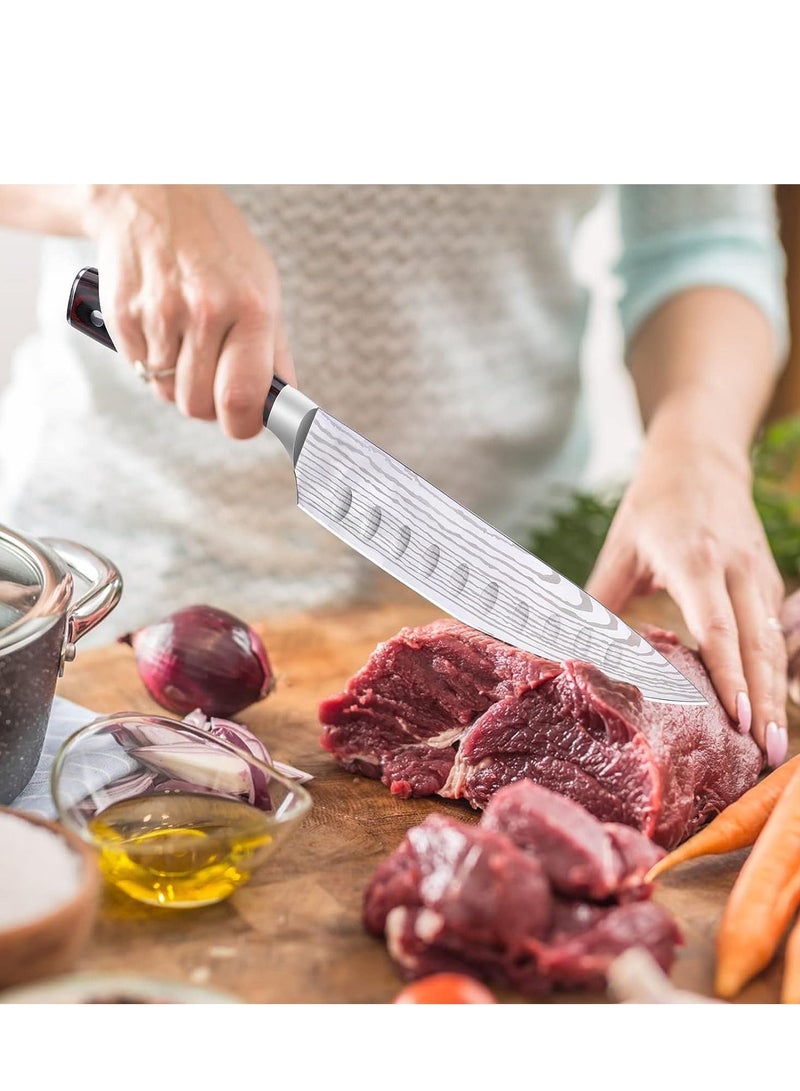 Chef Knife Starter 8 inch Super Sharp 7Cr17Mov Chef's Knife Home Cook Kitchen Knife  Premium Carbon Stainless Steel Universal knife with Ergonomic Wooden Handle & Kitchen Gadgets