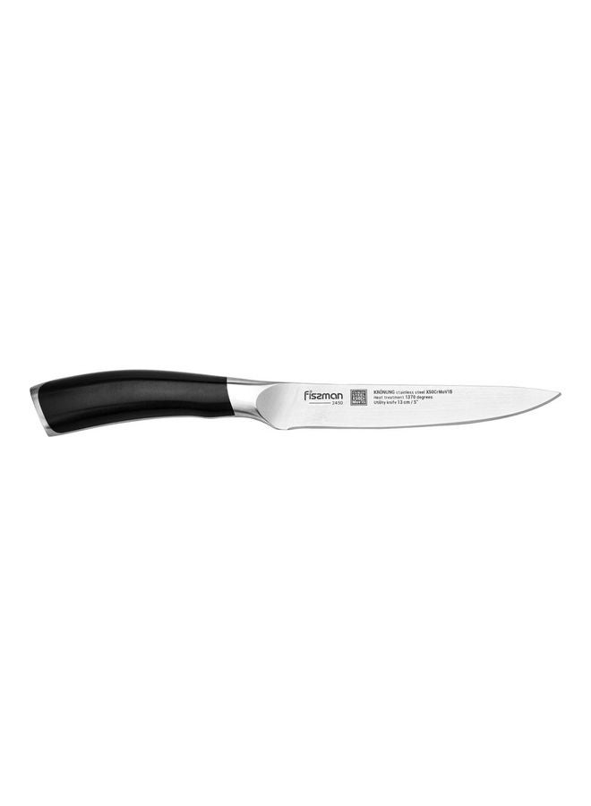 Stainless Steel Utility Knife Krönung Series Silver/Black 5inch