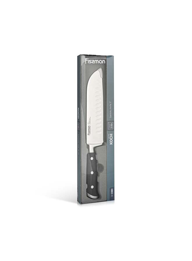 Santoku Knife Koch Series For Chopping Vegetables, Thin Slicing And Cutting Fish And Meat, Made of 5Cr15MoV Stainless Steel, Hardened to 57 HRC Ergonomic Shape Handle 7inch