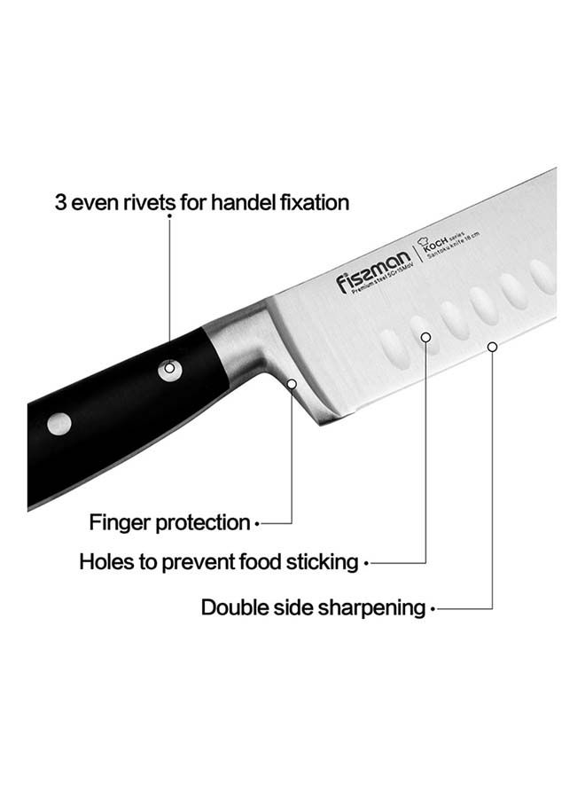 Santoku Knife Koch Series For Chopping Vegetables, Thin Slicing And Cutting Fish And Meat, Made of 5Cr15MoV Stainless Steel, Hardened to 57 HRC Ergonomic Shape Handle 7inch