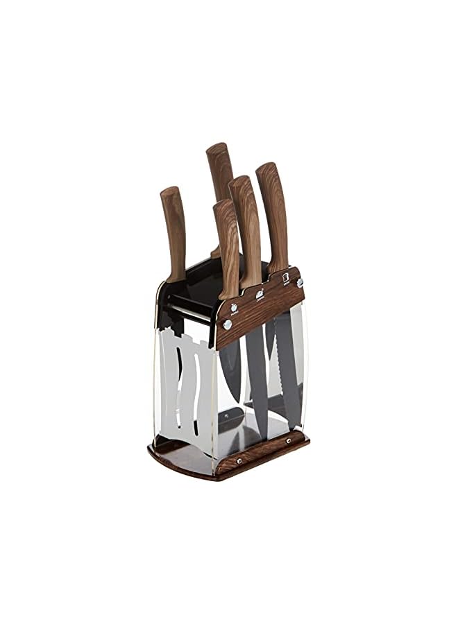 Moncayo 6 Pcs Knife Set, Stainless Steel, Brown, BG9078mm