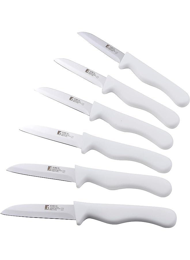 6PC STAINLESS STEEL FRUIT KNIFE SET, WHITE COLOUR, BG39901WH