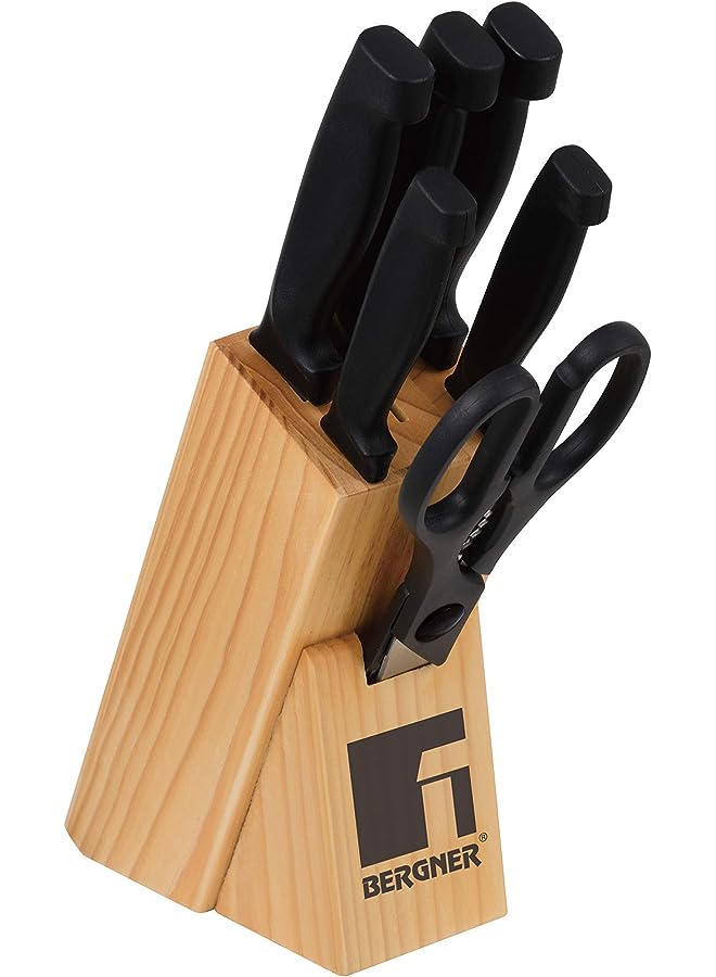 Giyo 7 Pcs Knife Set, Stainless Steel, Black, Bg39820Mm