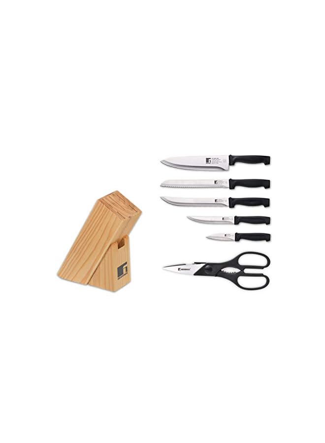 Giyo 7 Pcs Knife Set, Stainless Steel, Black, Bg39820Mm