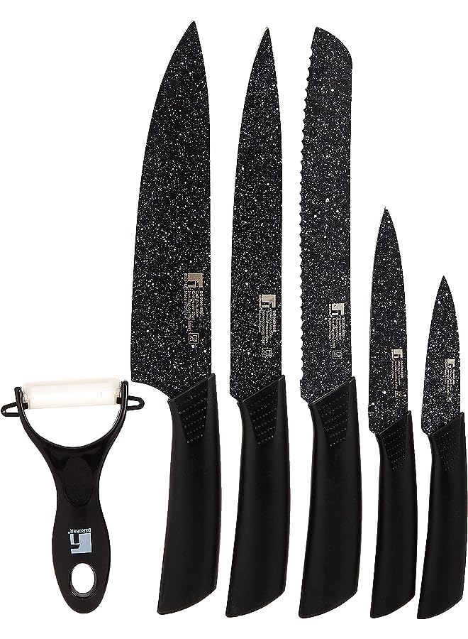 Bergamo 6 Pcs Knife Set Box, Stainless Steel, Black, Bg9080Mbb