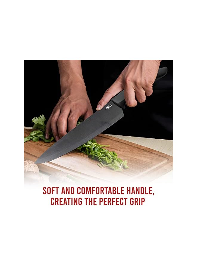 Original Titanium Coated Chef Knife Set With Protective Sheath & Sharp Blade Edge for Precise Cutting, Paring, Slicing, Dicing & Chopping-Perfect for Vegetable, Fruit & Boneless Meat