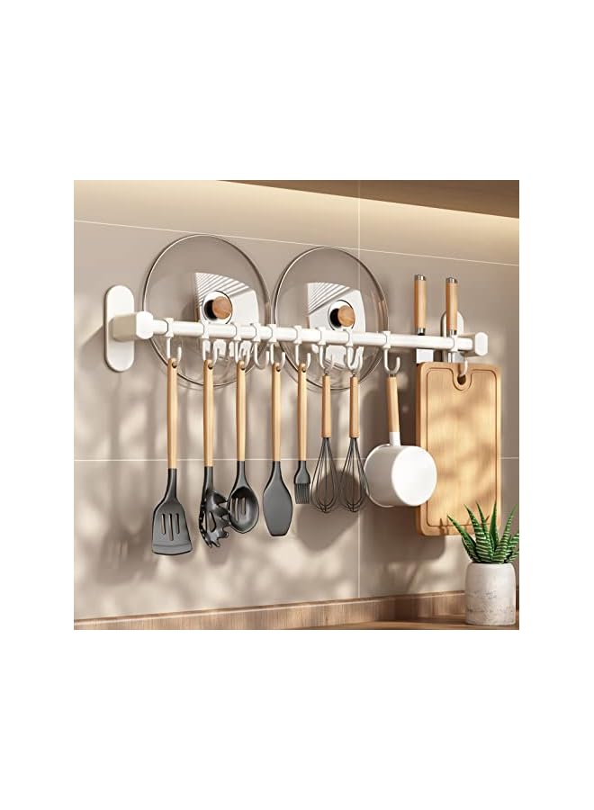 Knife Holder Space Aluminum Knife Rack for Wall with Double Storage Bar Knife Strip Kitchen Holder with 6 Hooks (50CM)