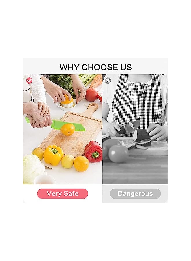 Kids Plastic Knife Set 8 Pieces Kids with Cutting Board,Kids Cooking Tool BPA-Free for Fruit, Bread, Cake, Salad, Lettuce Knife