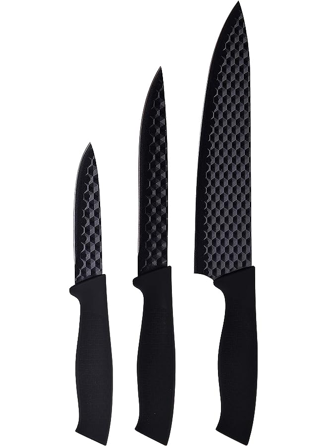 Stuttgart Stainless Steel 3 Pcs Knike Set, Black Colour, Non- Stick Coated, BG39380Bk