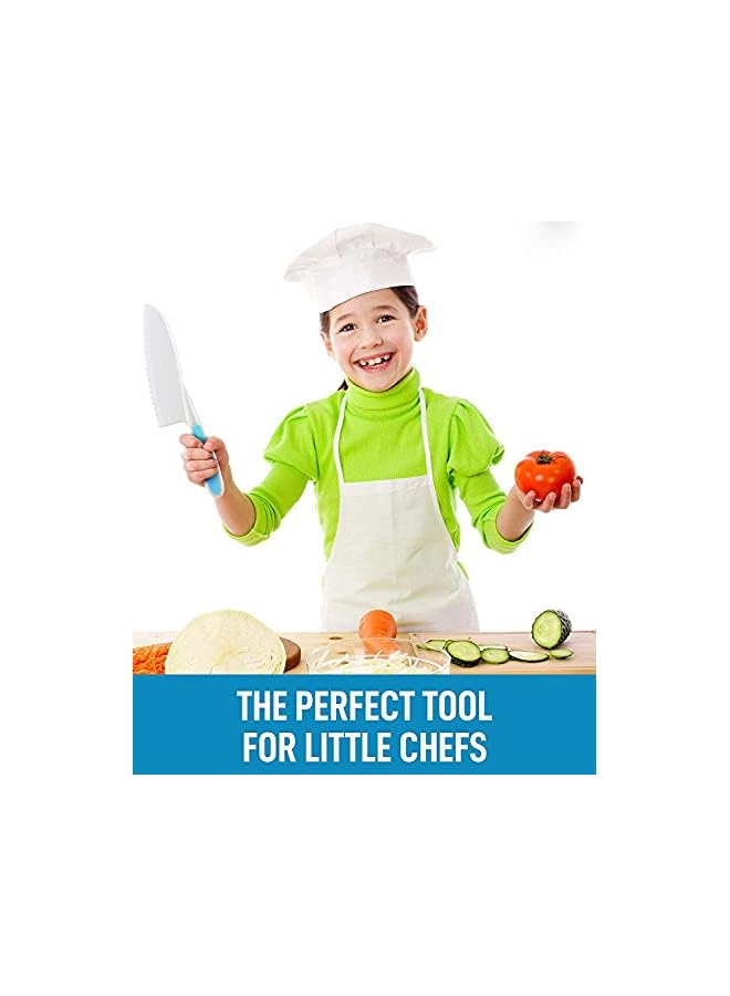 Kids Knife Set for Cooking and Cutting Fruits, Veggies Cake Perfect Starter Knife Set for Little Hands in the Kitchen Nylon Knife Fun Safe Lettuce Knife for Kids Children, 3-Piece (Blue)