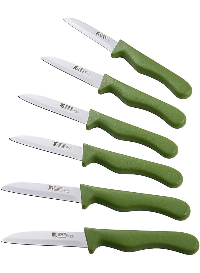 6PC STAINLESS STEEL FRUIT KNIFE SET, GREEN COLOUR, BG39901GR