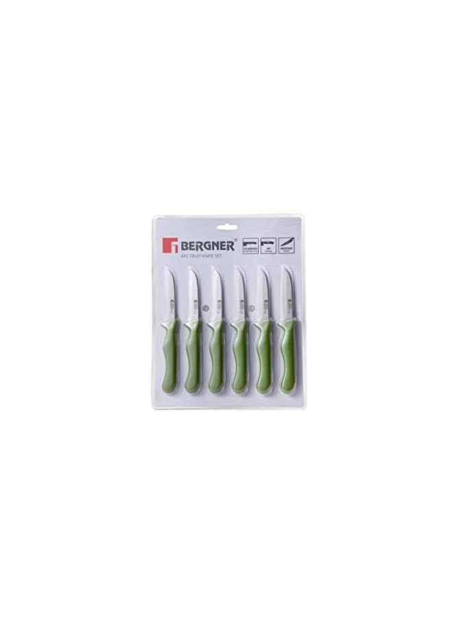 6PC STAINLESS STEEL FRUIT KNIFE SET, GREEN COLOUR, BG39901GR