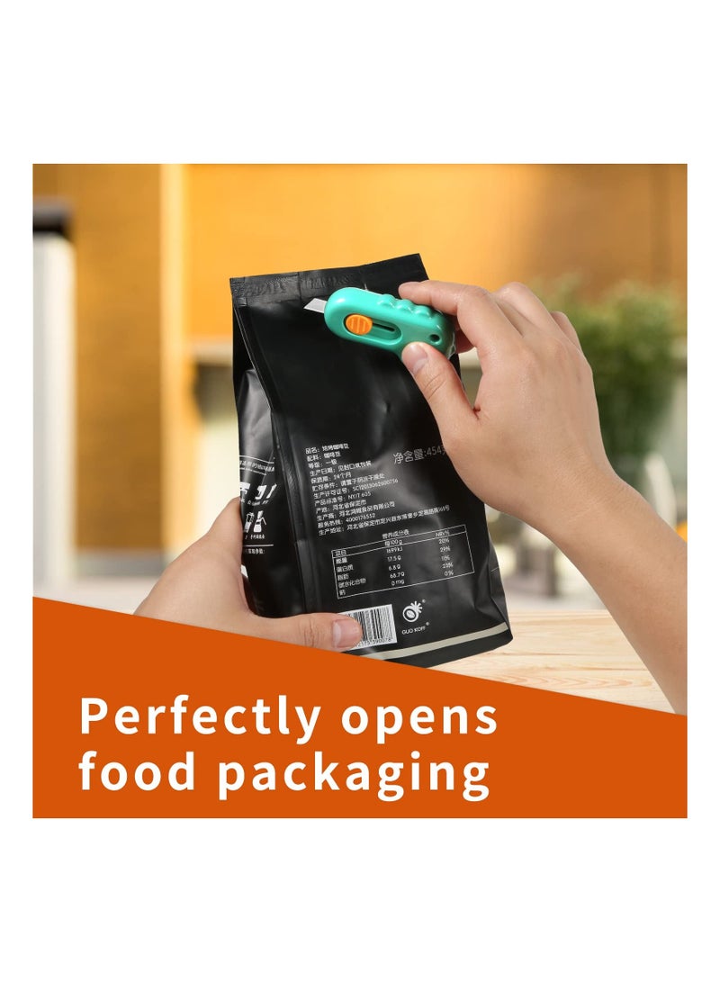 Mini Box Cutter, Retractable Utility Knife Letter Opener Paper Envelope Portable Cutter with Hole for Home Office and DIY Project, Cute Dinosaur Shape, Shrink Wrap Boxes(6 Pieces)