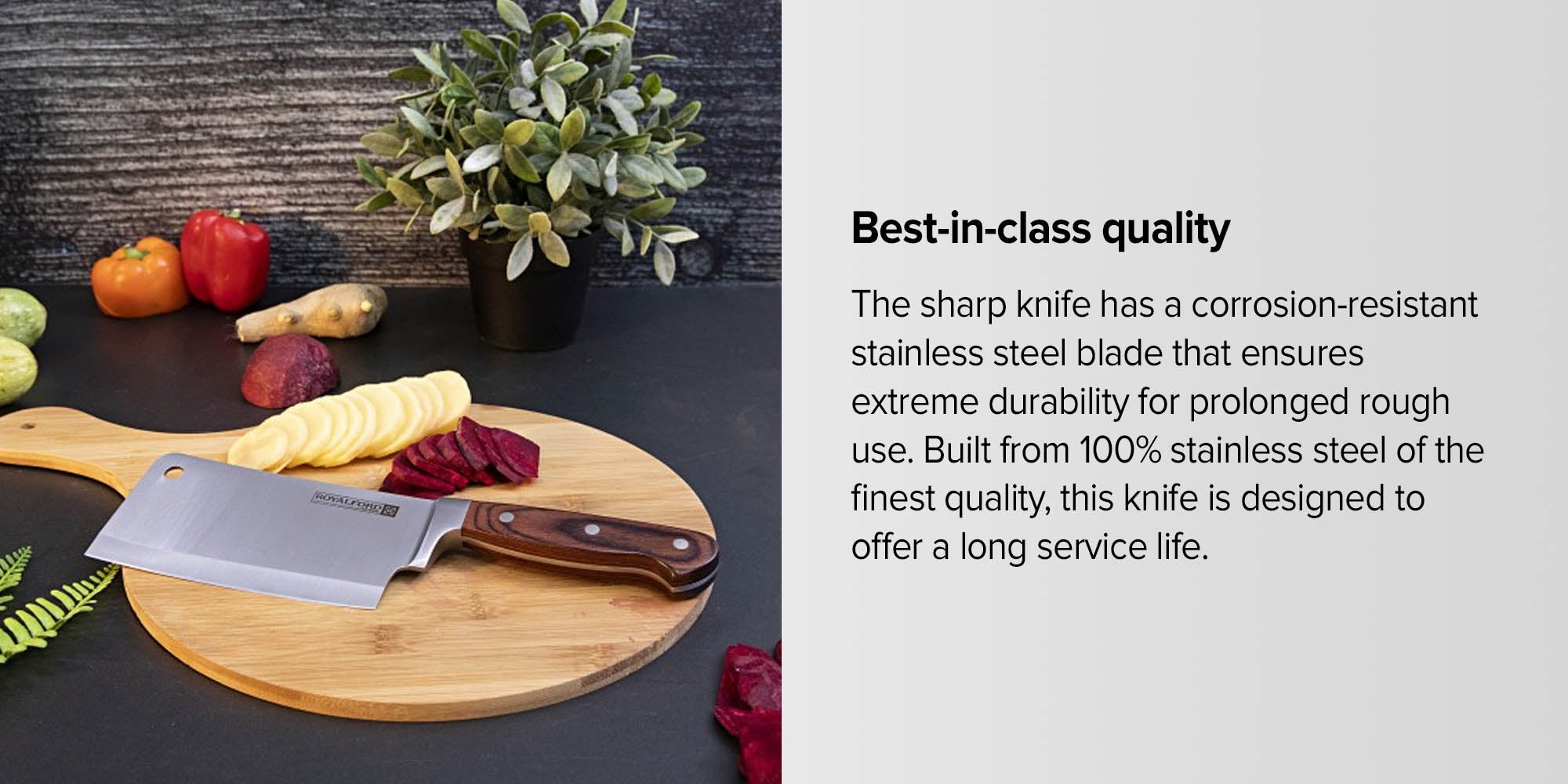 Sharp Design Chef Knife Silver/Brown 6inch