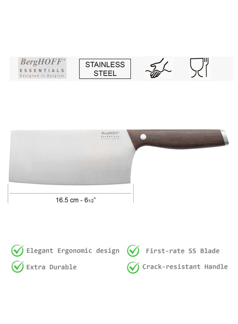 BergHOFF Essentials Cleaver Knife Stainless Steel With Wooden Handle, Dark Wooden, 16.5 Cm