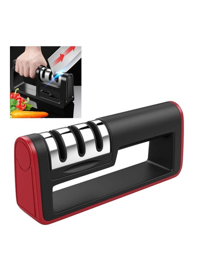 2-Piece Three-Stage Ordinary Cutter Head Kitchen Sharpener Black/Silver/Red