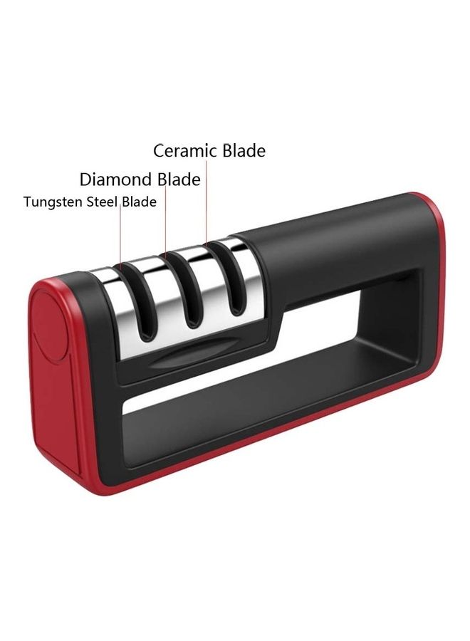 2-Piece Three-Stage Diamond Cutter Head Kitchen Sharpener Black/Silver/Red