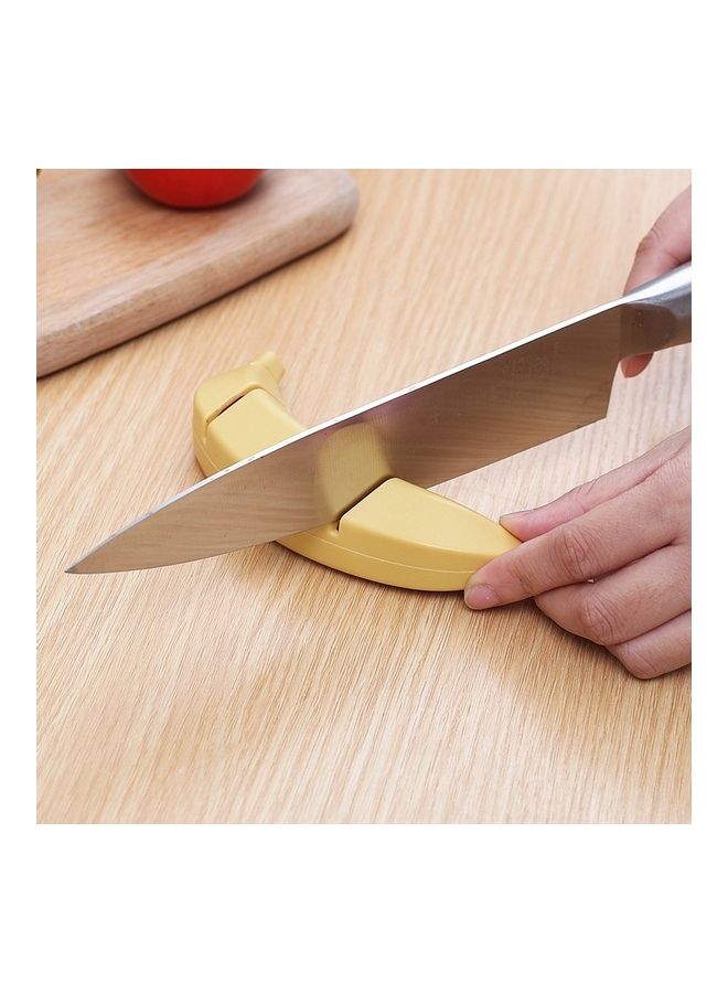 3-Piece Banana Shaped Two-Stage Kitchen Sharpener Yellow