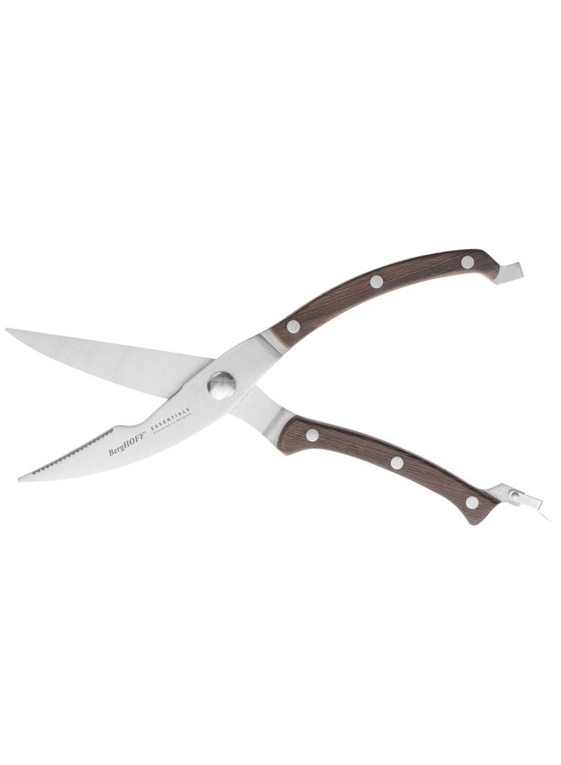 BergHOFF Essentials Stainless Steel Poultry Shears, Wooden Handel, Limited Lifetime Warranty, 24.8 x 5.1 x 1.3 Cm