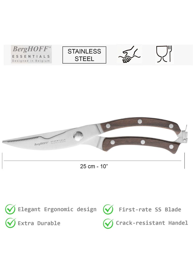 BergHOFF Essentials Stainless Steel Poultry Shears, Wooden Handel, Limited Lifetime Warranty, 24.8 x 5.1 x 1.3 Cm