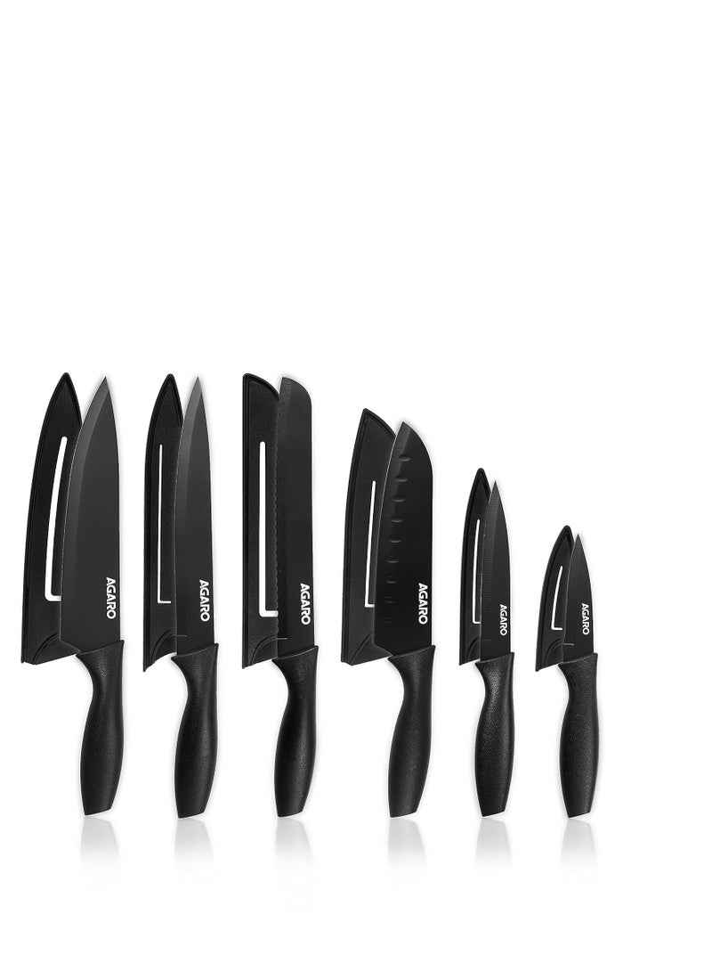 Agaro royal 6 pcs kitchen knife set with covers