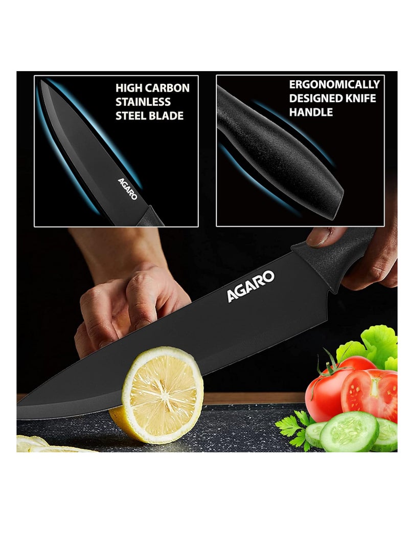 Agaro royal 6 pcs kitchen knife set with covers