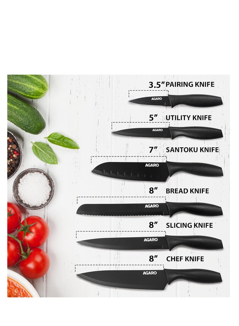 Agaro royal 6 pcs kitchen knife set with covers