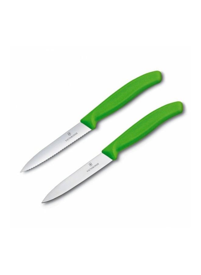 Pack Of 2 Swiss Classic Paring Knife Green/Silver 10centimeter