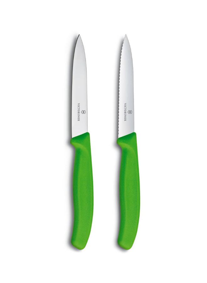 Pack Of 2 Swiss Classic Paring Knife Green/Silver 10centimeter