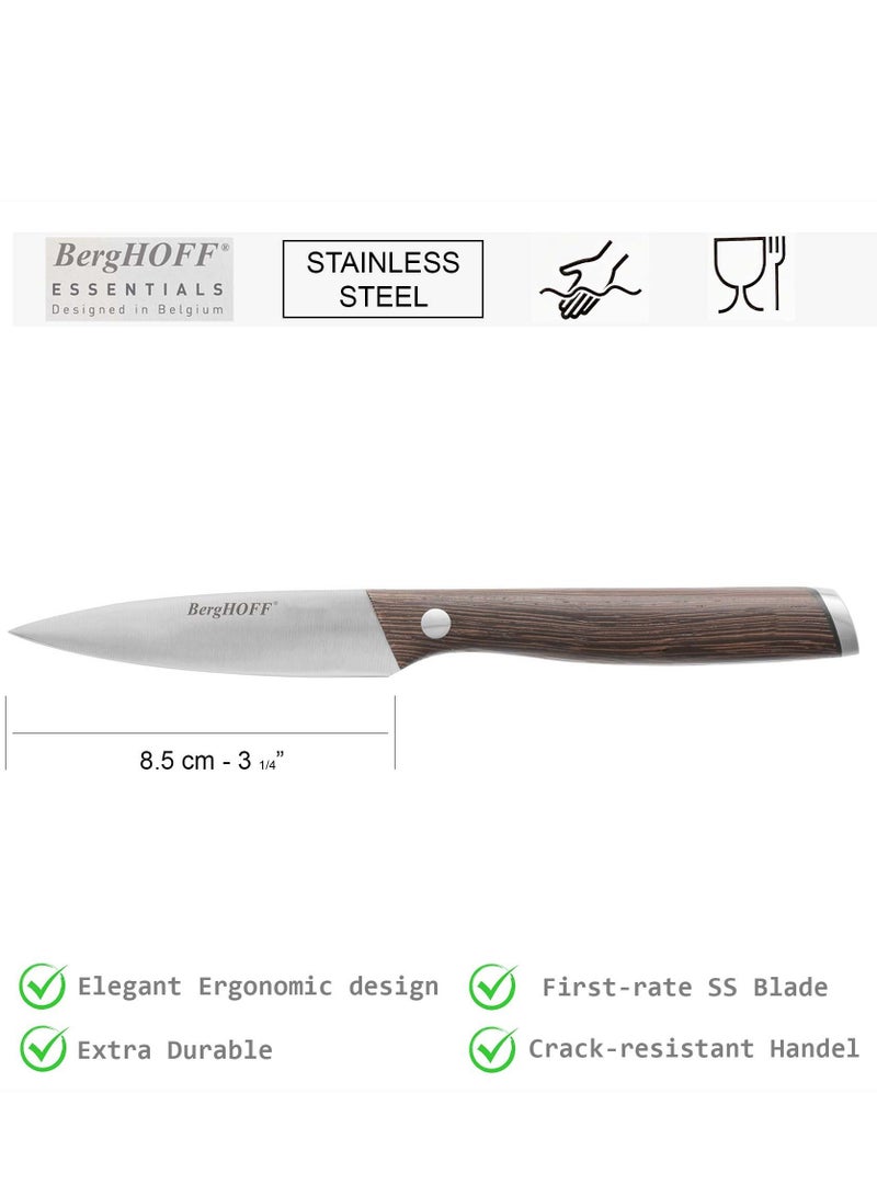 BergHOFF Essentials Stainless Steel Paring Knife, Wooden Handel  8.5 Cm