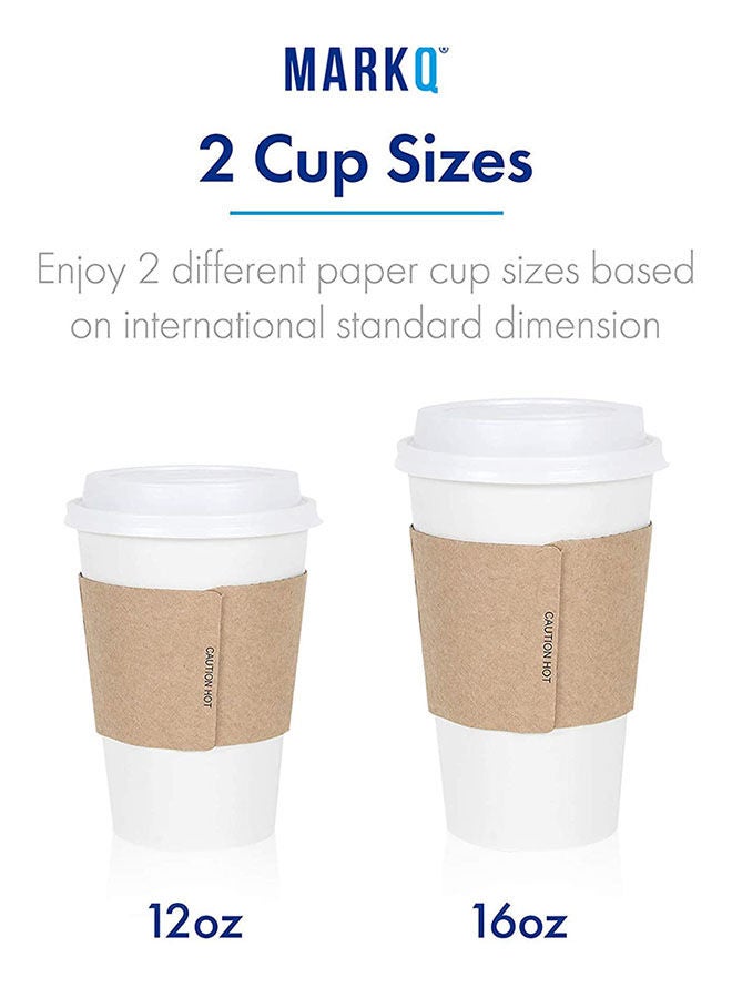 Pack Of 50 Disposable Hot Paper Coffee Cups With Lids And Sleeves 12 Ounce