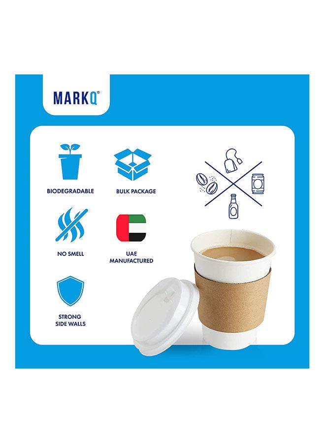 Pack Of 50 Disposable Hot Paper Coffee Cups With Lids And Sleeves 12 Ounce