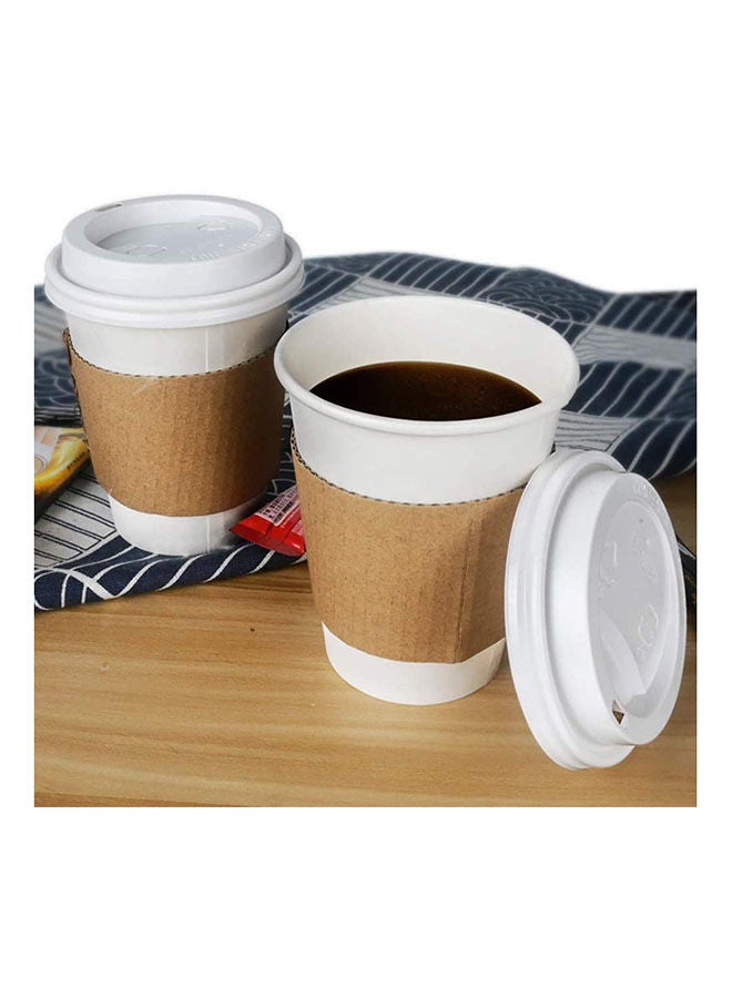 Pack Of 50 Disposable Hot Paper Coffee Cups With Lids And Sleeves 12 Ounce