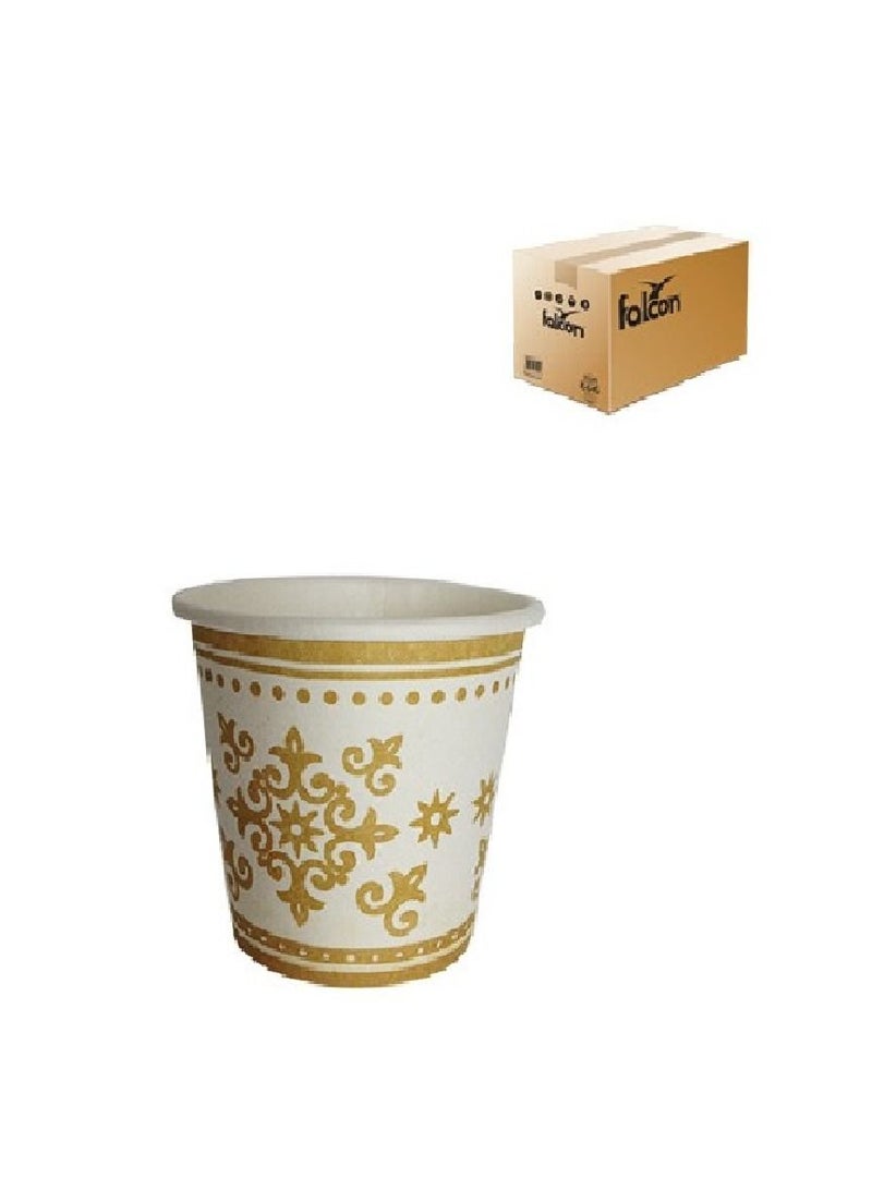 Disposable 2.5oz 2000pc White with Brown Design Paper Cups for Tea Coffee and Cool Drinks