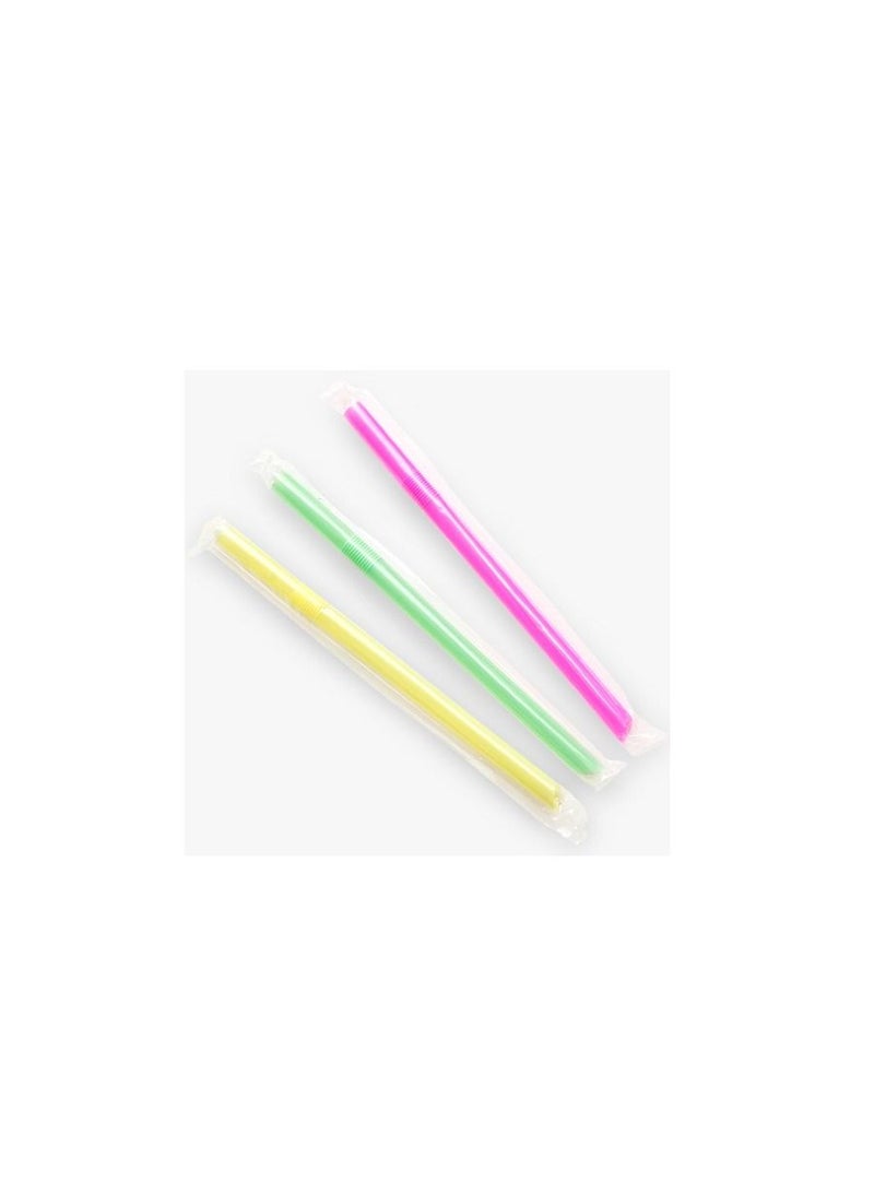 50PC Disposable Flexible Plastic Drinking Straw Flex Wrap Mixed Color Strip 12MM