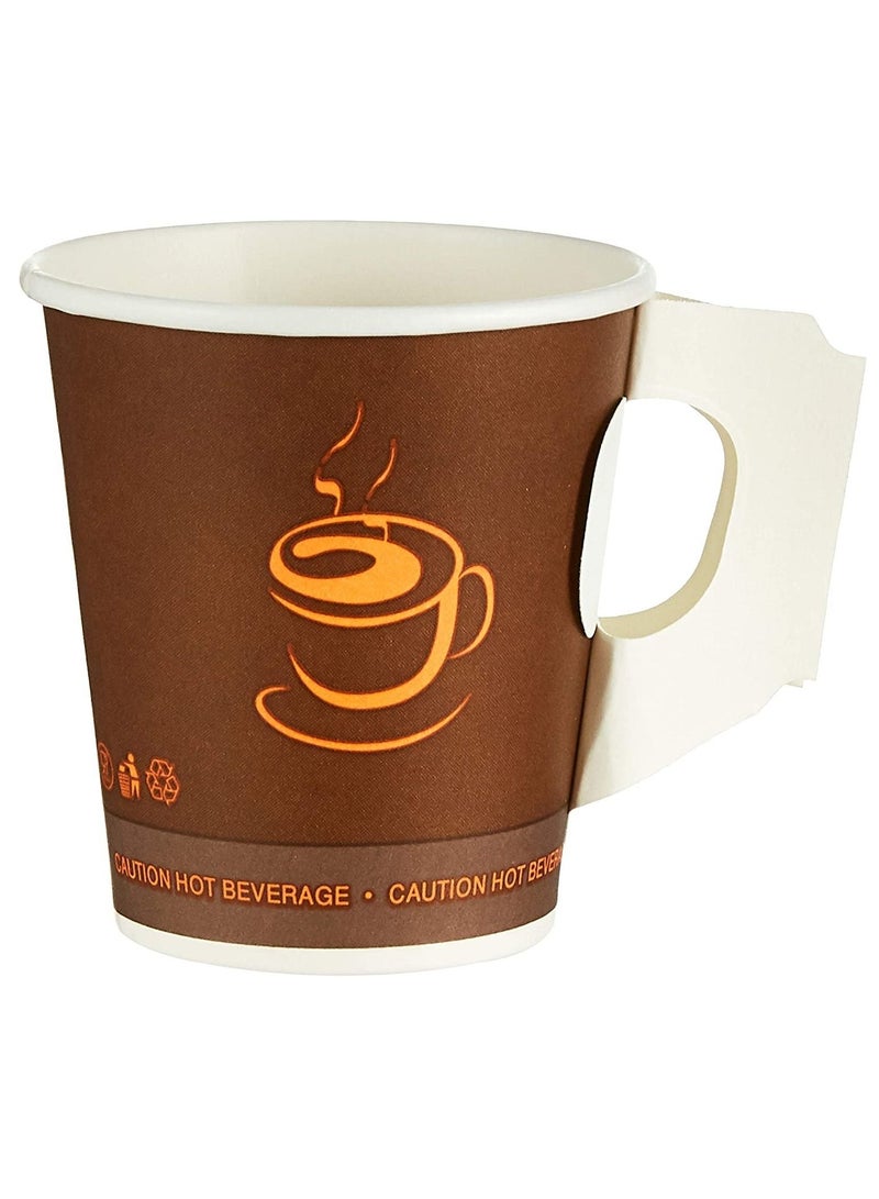 7oz Disposable Brown Paper With Handle Cups for Tea Coffee and Cold Drinks