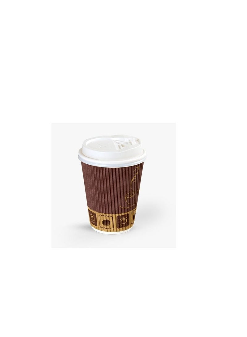 Disposable Ripple Paper Cups  for Tea Coffee and Cooldrinks  Heavy Duty With Lid 8 OZ