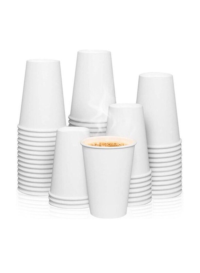 Markq [50 Cups] 16 oz. White Paper Cups - Available in 4oz, 7oz, 8oz, 12oz- Disposable Hot Drinks, Latte, Cappuccino, Coffee Cups