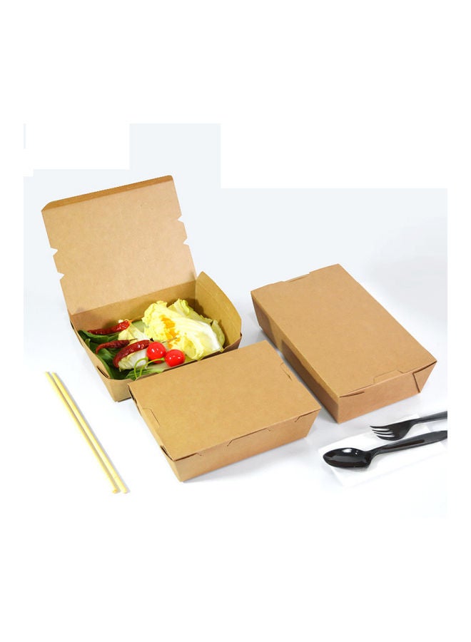 50-Piece Kraft Lunch Box Medium Brown 20x14x5.2cm