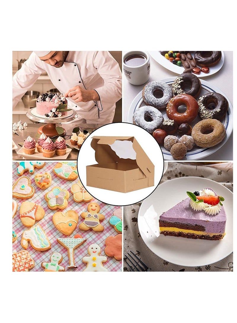 Cake Box,Brown Cookie Boxes with PVC Window Paper Bakery Boxes Pastry Boxes Cupcake Boxes, for Pies, Donuts, Cookies and Muffins, Small Natural Craft Paper Box (20 Pcs, 4 x 4 x 2.5 Inches)