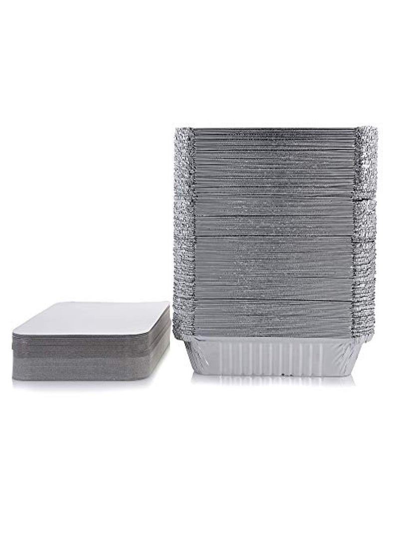 Disposable Aluminium Food Storage Container Rectangle With Lid 229X174X43Mm