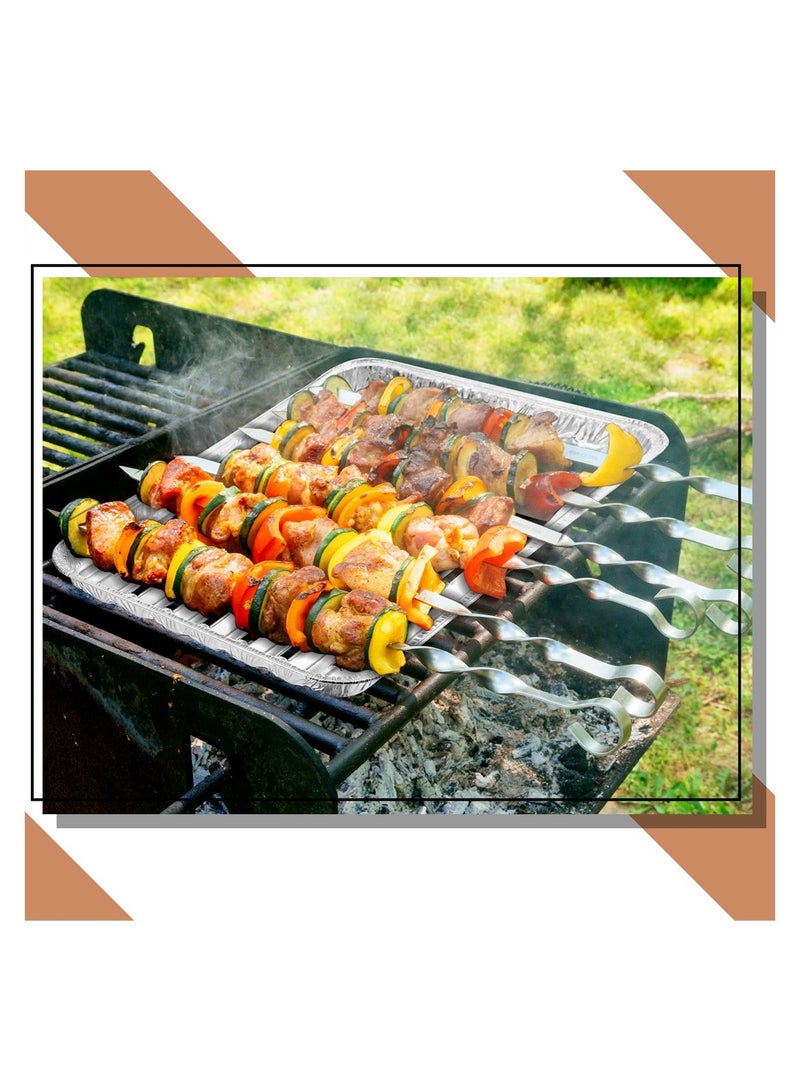 Aluminum Broiler Pans, 50 Pcs Disposable Durable Broiling Grill Trays with Ribbed Bottom Surface for BBQ Grill-Like Texture, 13.4 x 8.8 x 0.7 Inch Grill Drip Pans for BBQ