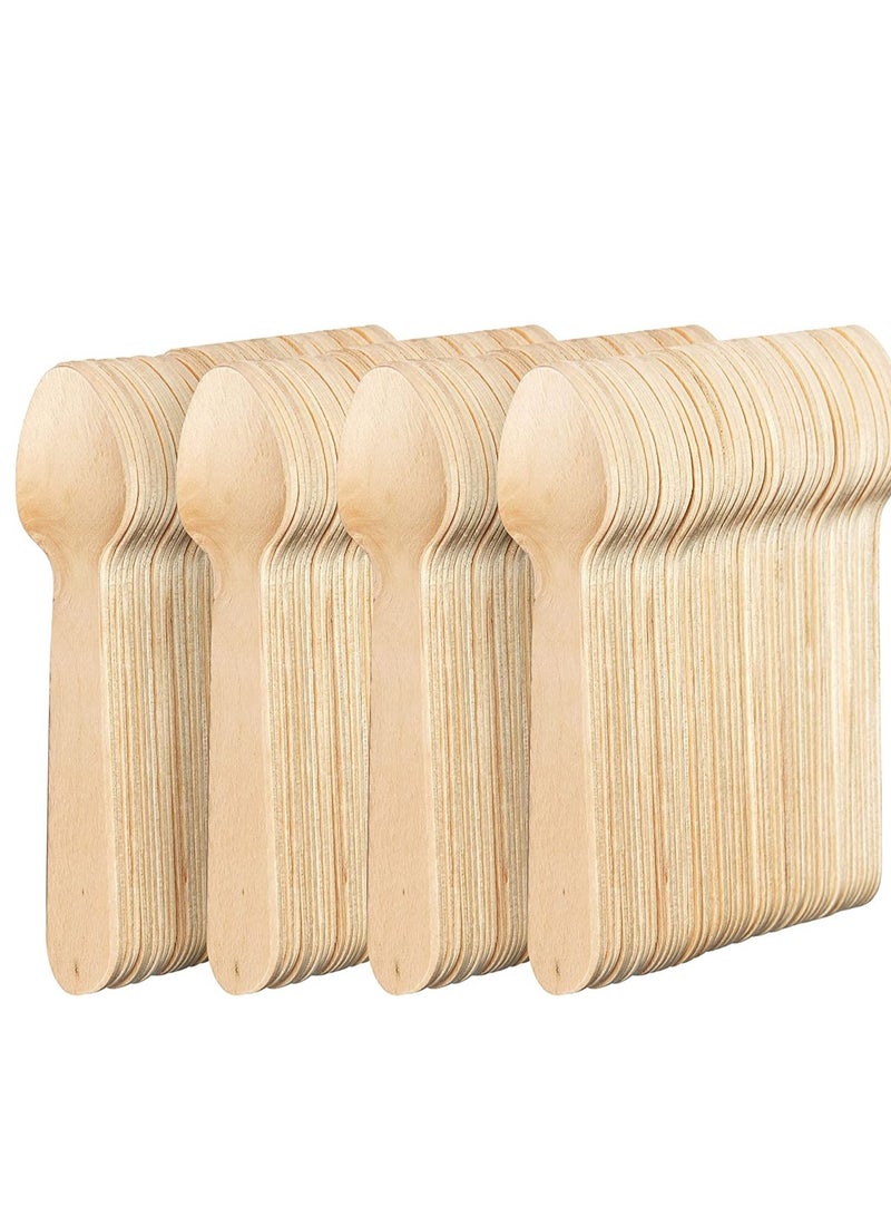 Wooden Disposable Spoons Mini Kitchen Ice Cream Dessert Biodegradable Flatware Cutlery 500 Pc Large