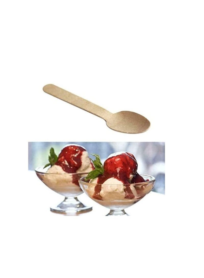 Wooden Disposable Spoons Mini Kitchen Ice Cream Dessert Biodegradable Flatware Cutlery 500 Pc Large