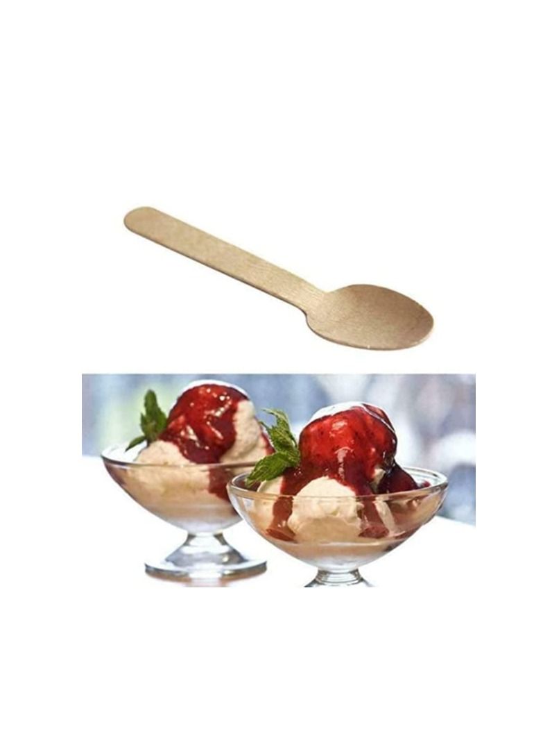 500Pc Disposable Wooden Spoons Mini Kitchen Ice Cream Dessert Biodegradable Flatware Cutlery Large