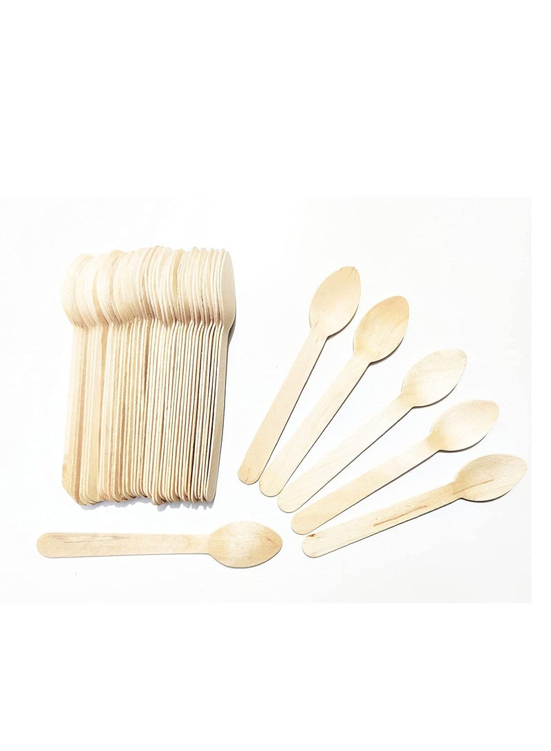 500Pc Disposable Wooden Spoons Mini Kitchen Ice Cream Dessert Biodegradable Flatware Cutlery Large