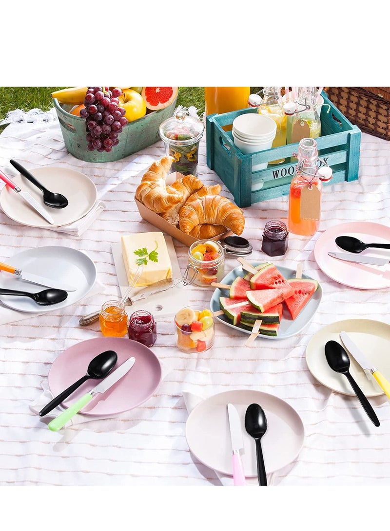 50Pc Heavy Duty Disposable Plastic Table Spoon Black For Parties Family Gatherings